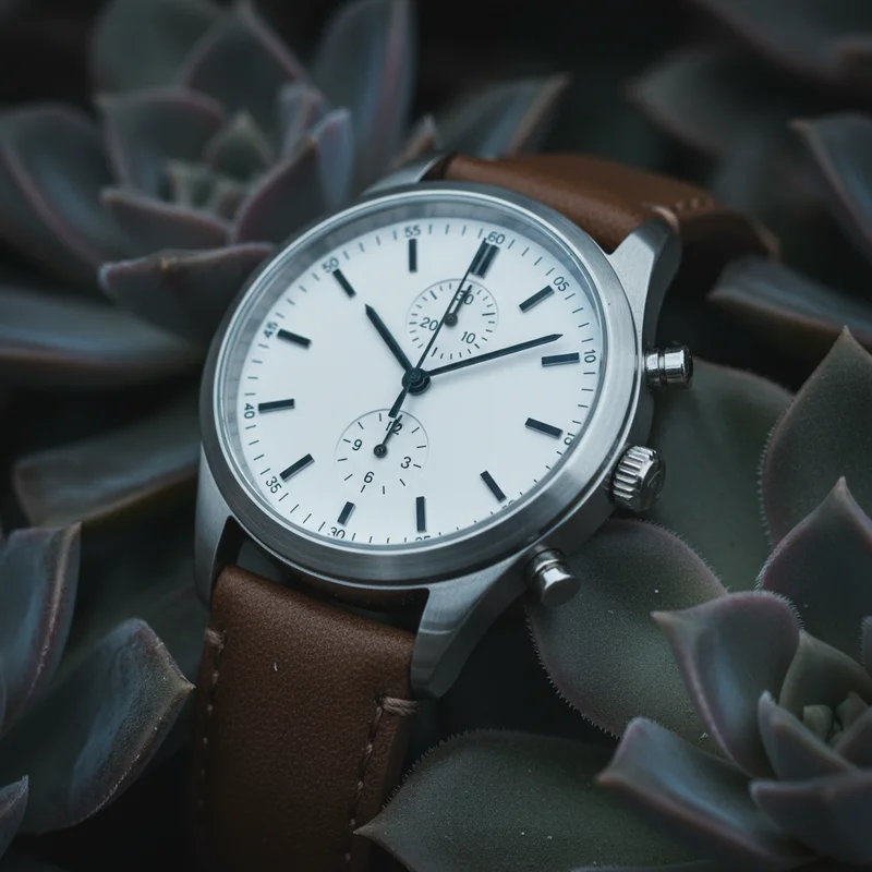 Elegant Watch on Foliage