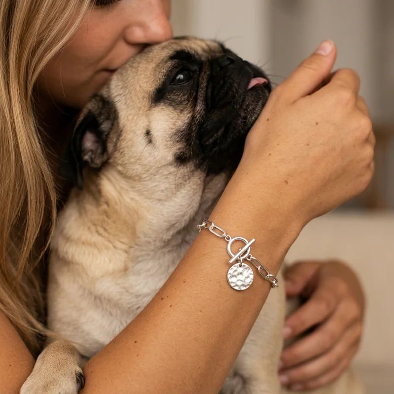 Cozy moment with pet and jewelry
