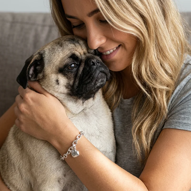 Pet love and silver charm bracelet