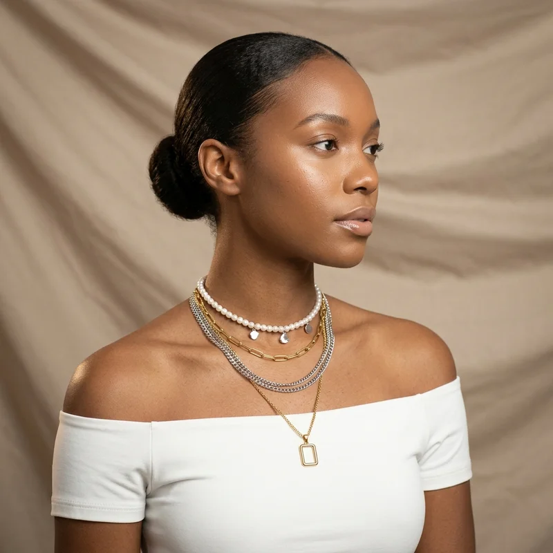 Elegant layered jewelry look