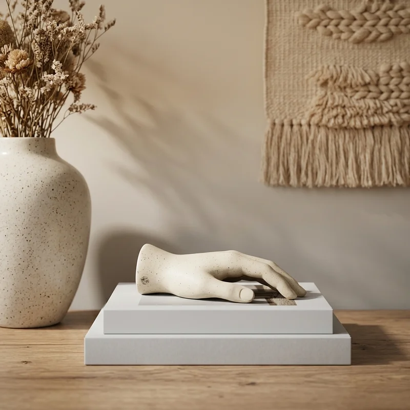 Artisanal decor on stacked books