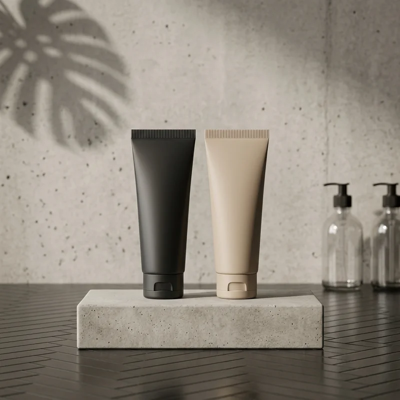 Modern tubes on marble pedestal