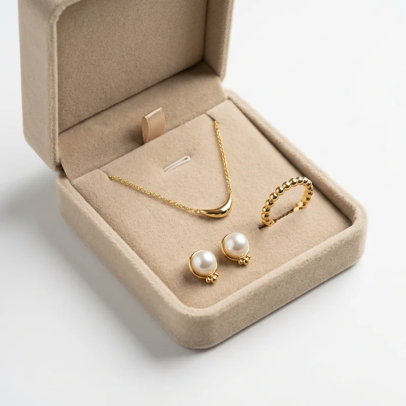 Elegant pearl and gold jewelry set