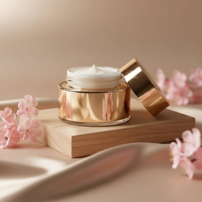 Luxury skincare with cherry blossoms