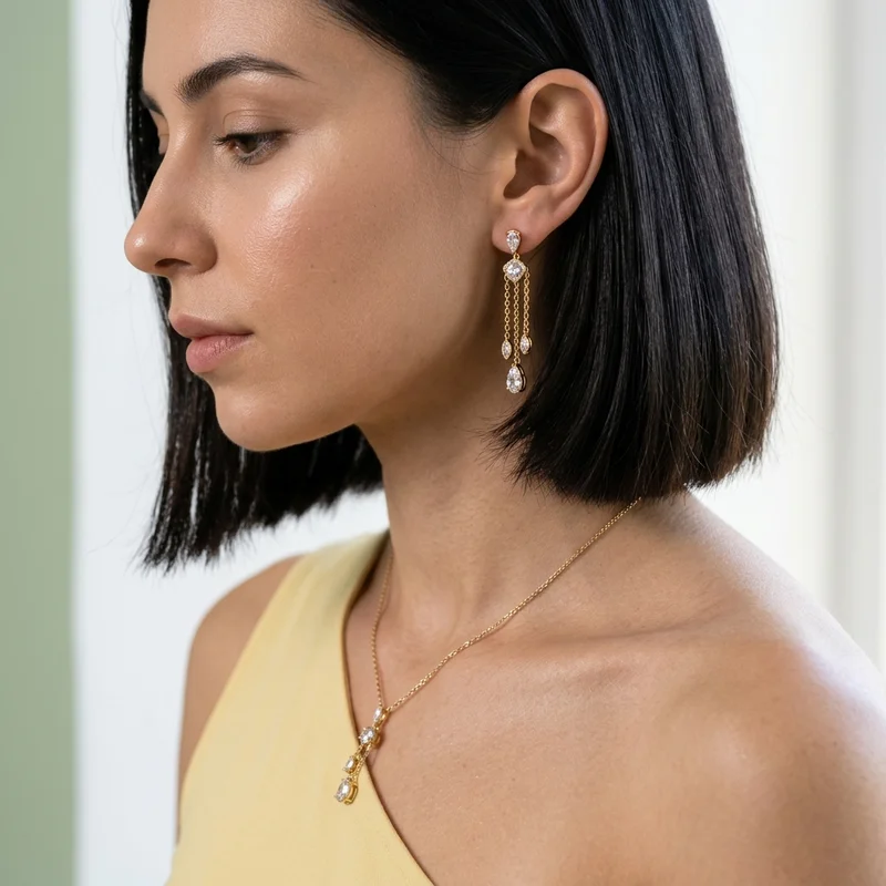 Elegant diamond jewelry on model