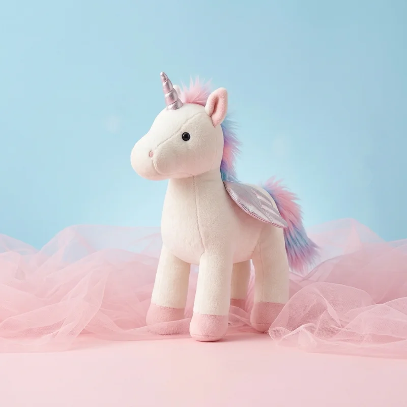 Magical plush unicorn on tulle