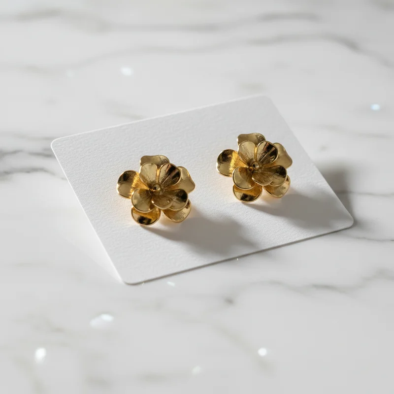 Elegant gold floral earrings