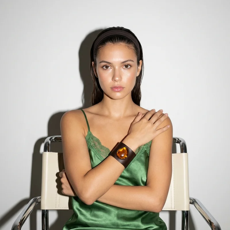Statement amber cuff on model