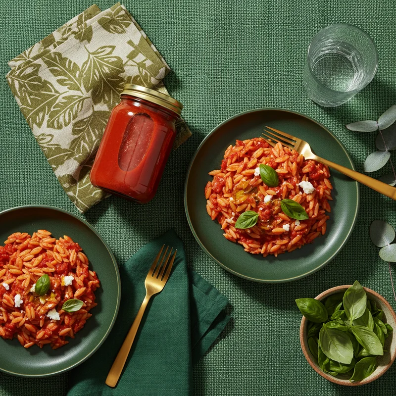 Gourmet pasta meal setting