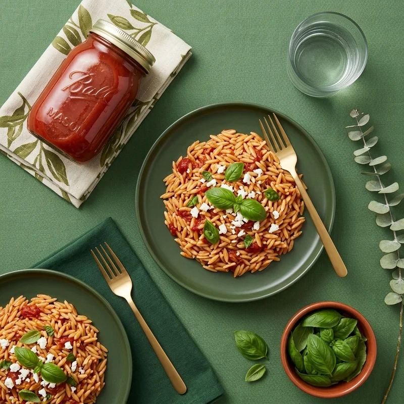 Gourmet tomato sauce with orzo pasta