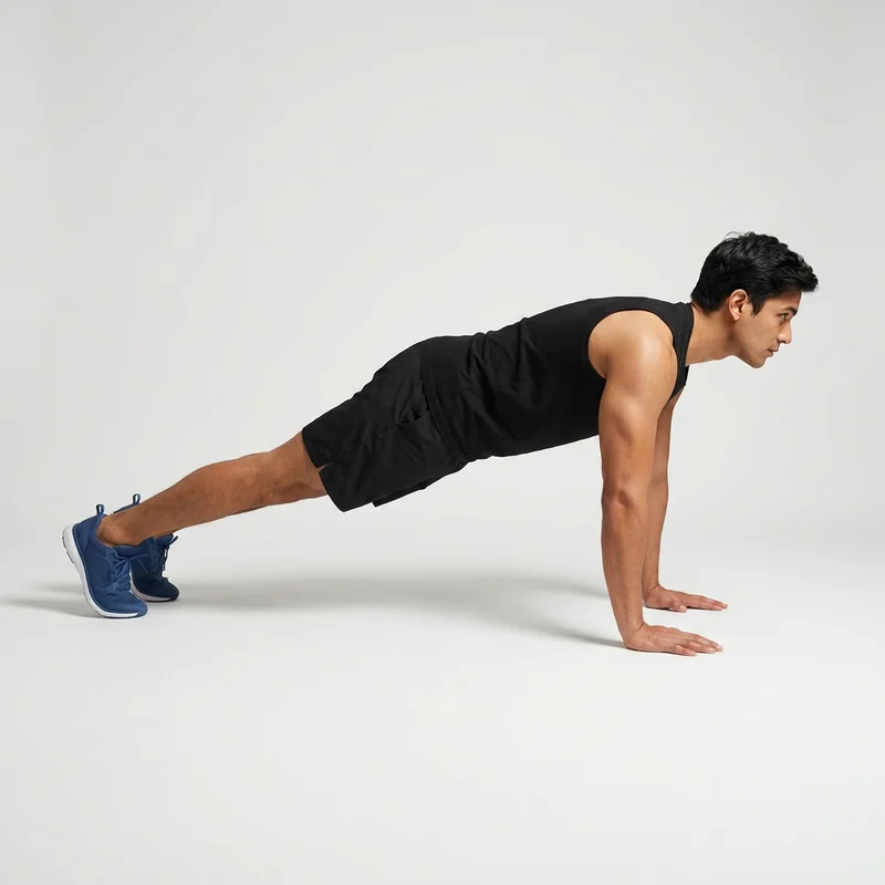 Man in black sportswear holding plank