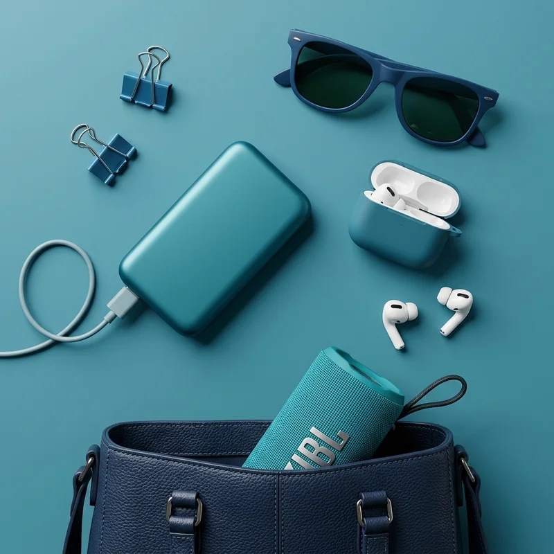 Tech essentials on teal