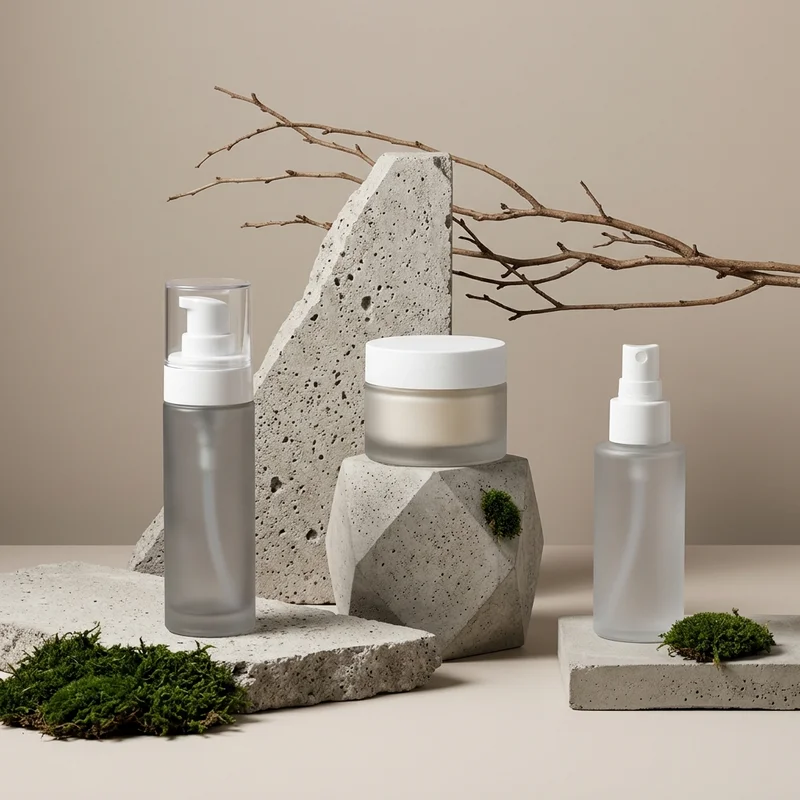 Natural skincare on stone blocks