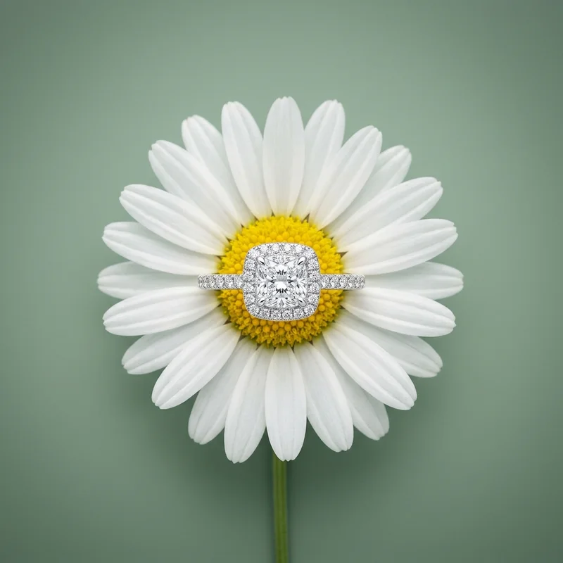 Diamond ring on daisy flower