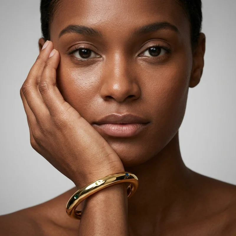 Elegant gold bangle on model