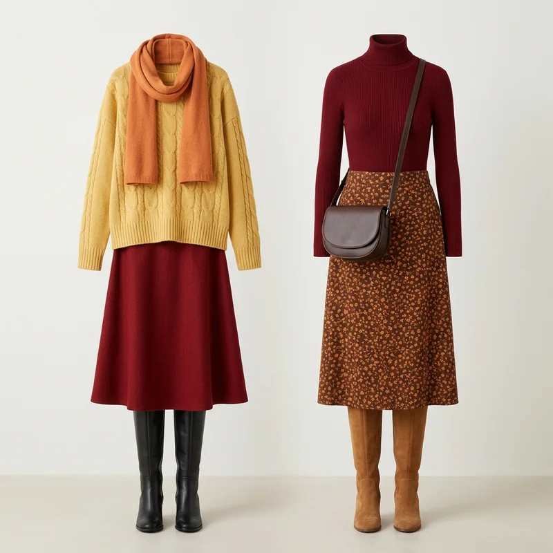 Coordinated Autumn Outfits Flat Lay