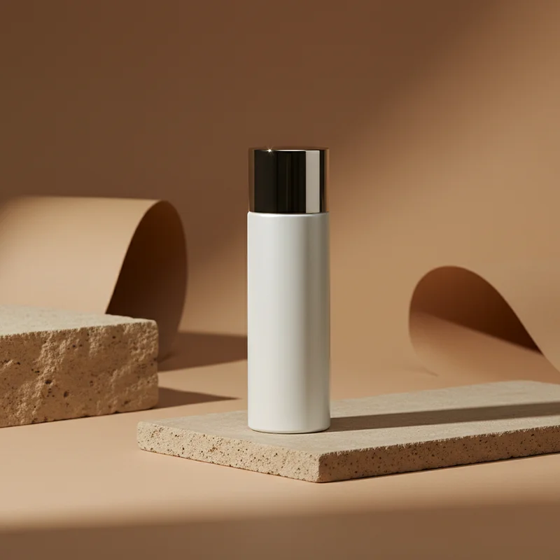 Minimalist skincare on stone