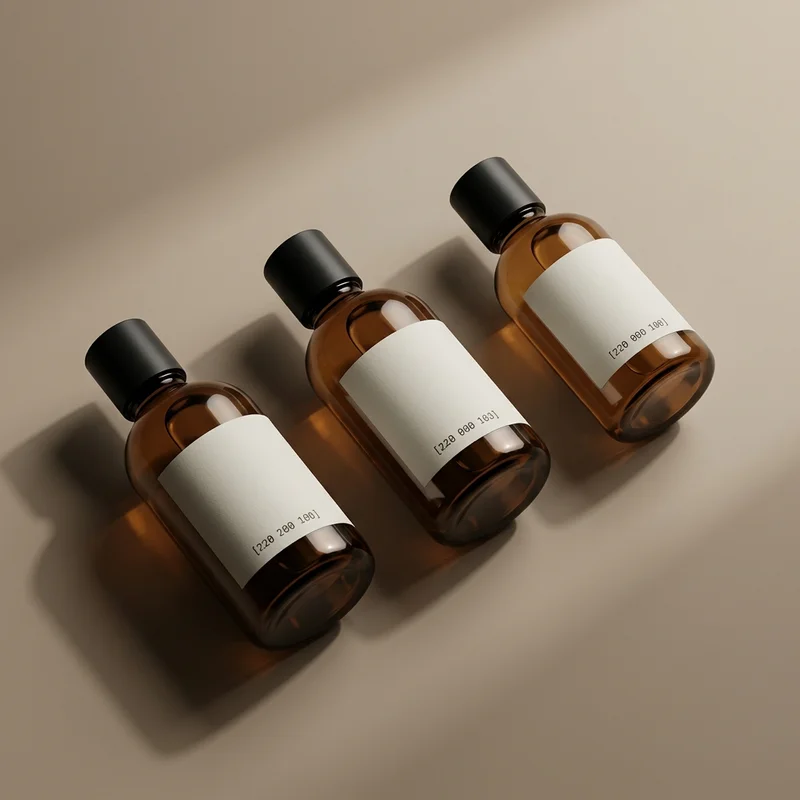 Minimalist amber bottles with shadows