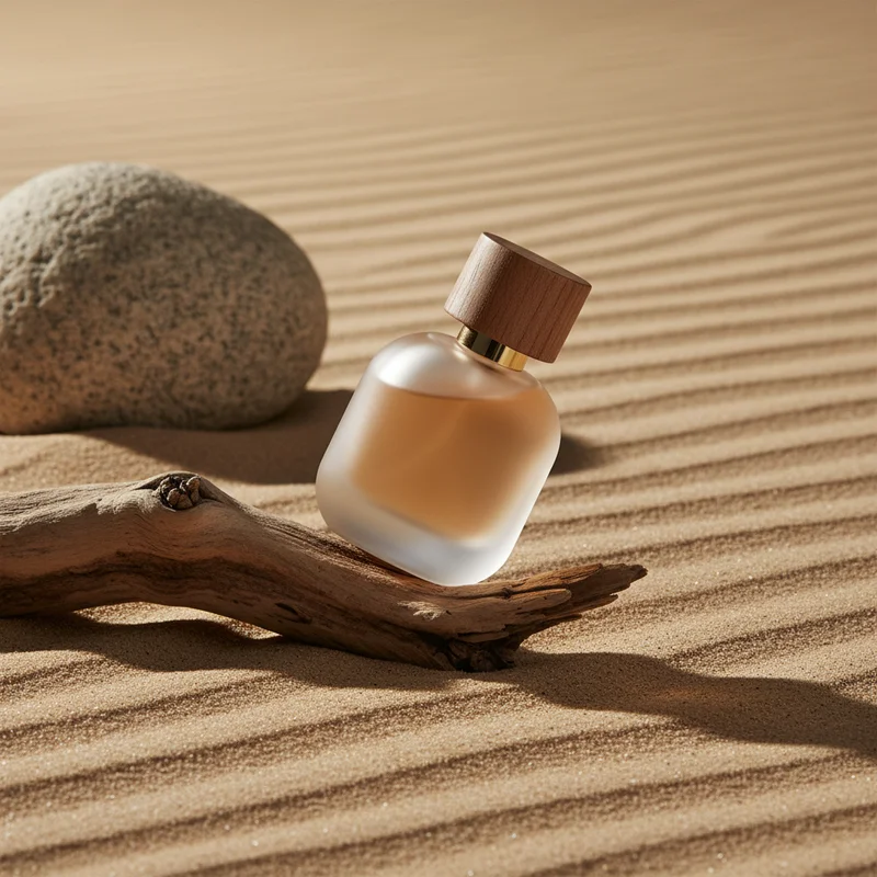 Earthy oud fragrance bottle