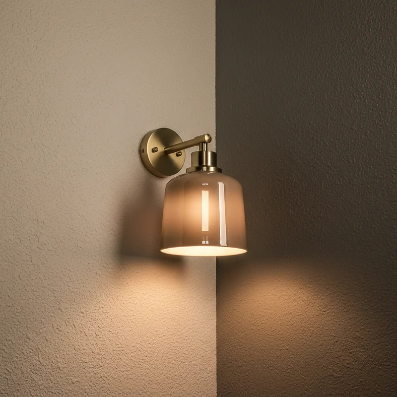 Modern brass and glass sconce