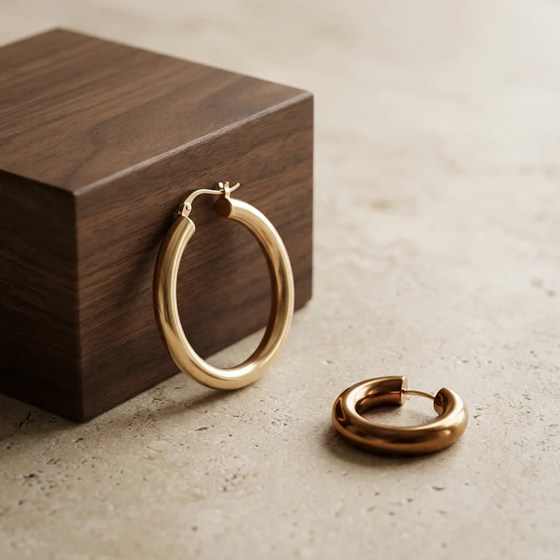Modern gold earrings display