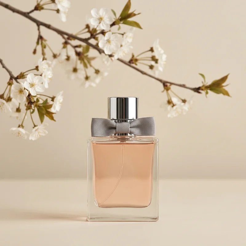 Elegant perfume with cherry blossoms