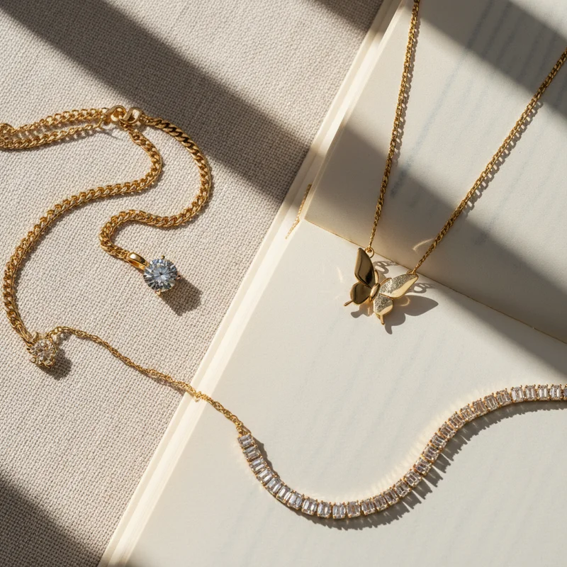Gold jewelry on open book