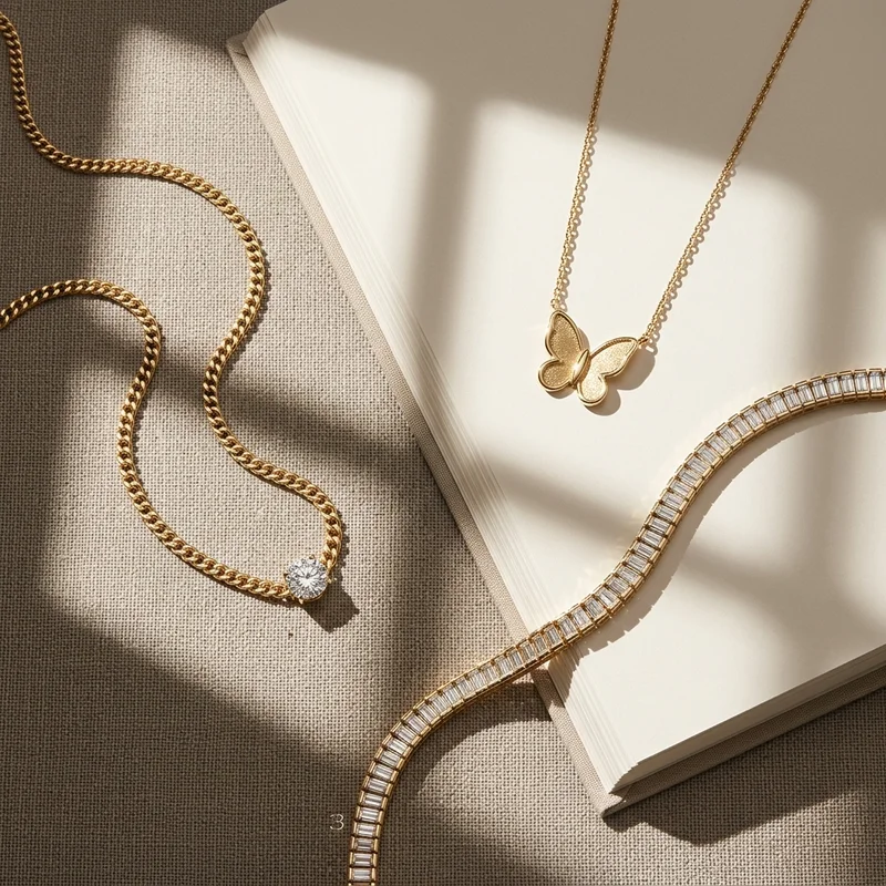 Gold jewelry on open book