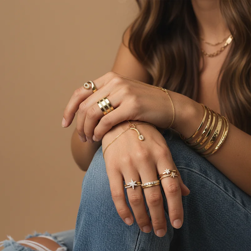 Casual chic gold accessories