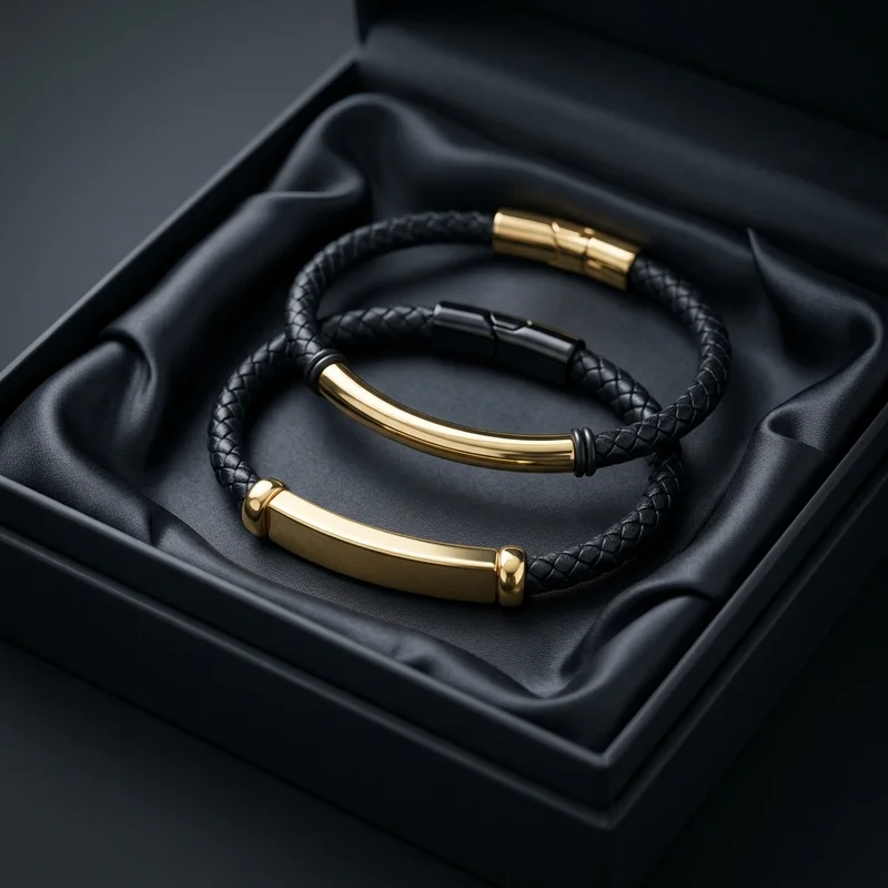 Luxury leather bracelets in box