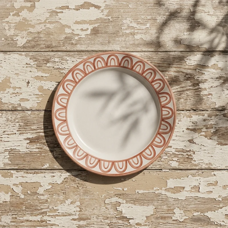 Artisanal plate on rustic wood