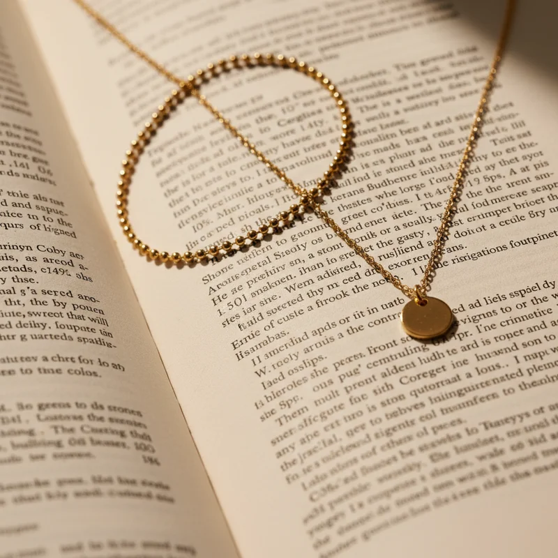 Delicate gold necklace on paper