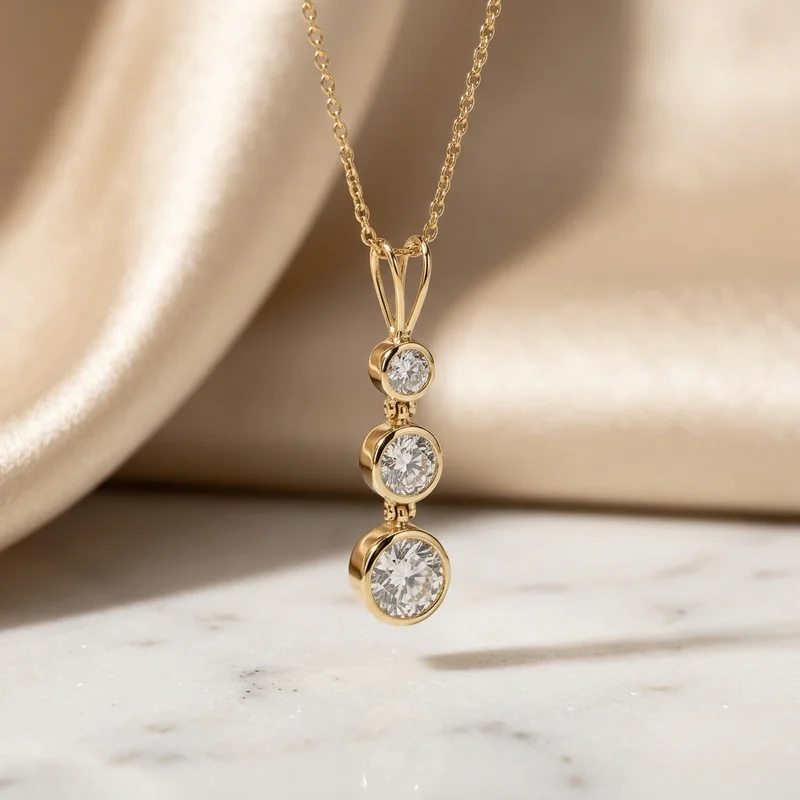 Elegant diamond pendant on silk