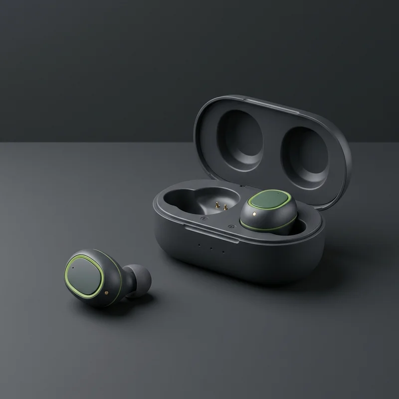 Sleek earbuds on dark surface