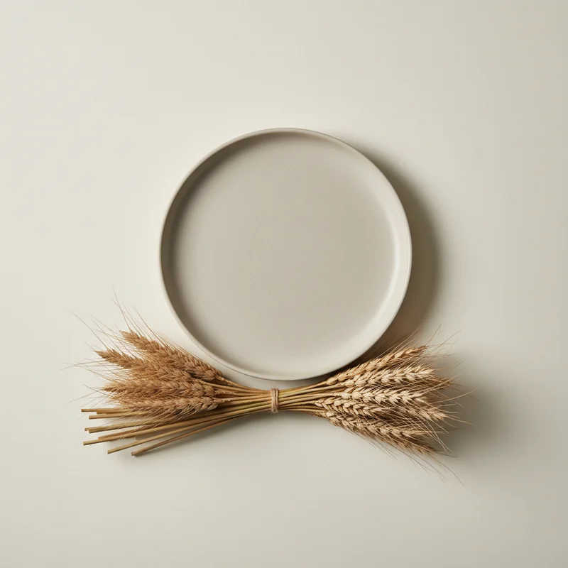 Natural ceramic plate flat-lay