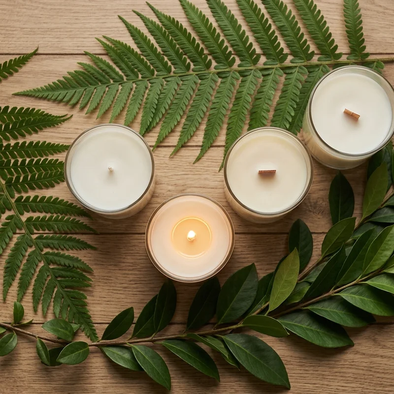 Scented candles with greenery