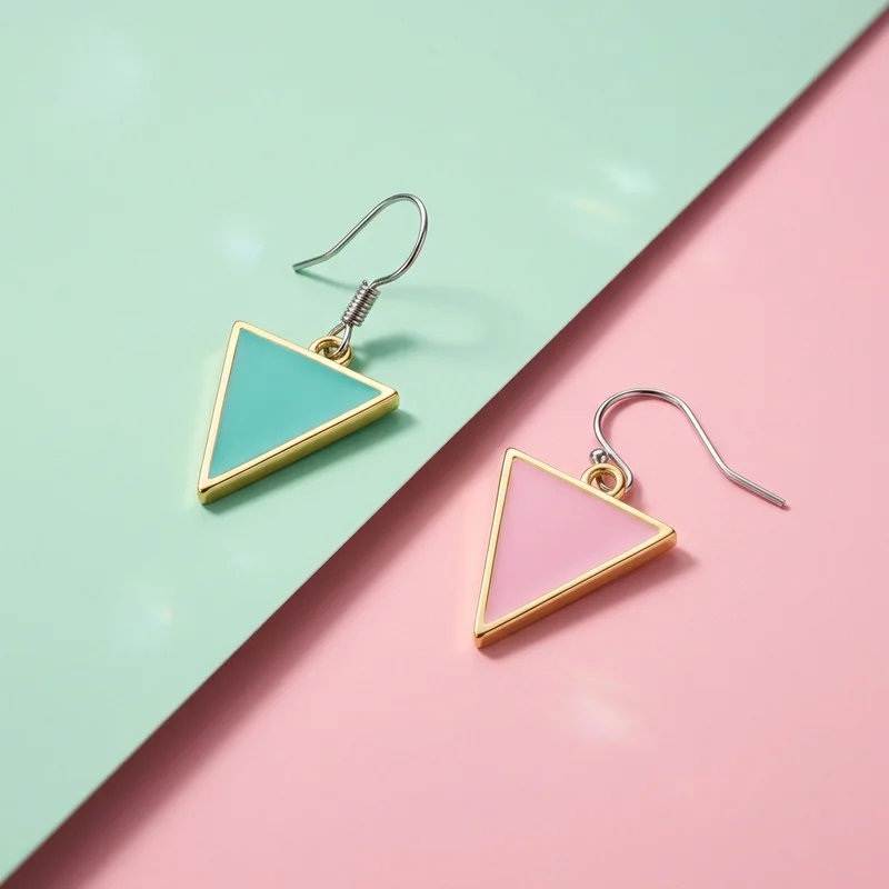 Geometric earrings on pastel split