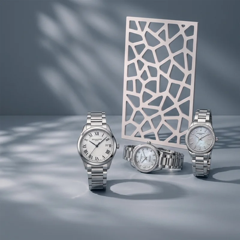 Elegant watches with geometric shadows