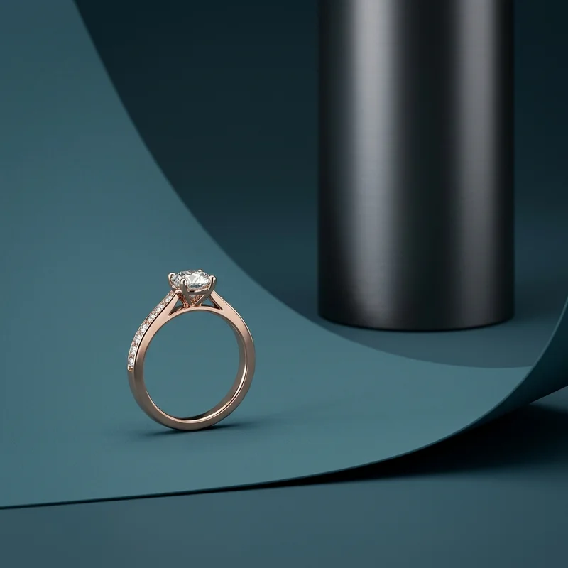 Elegant diamond ring on teal