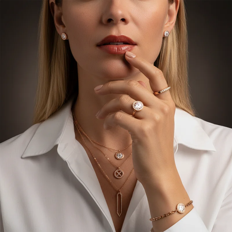 Elegant rose gold jewelry set