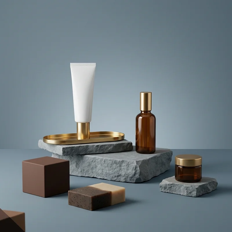 Modern skincare on stone