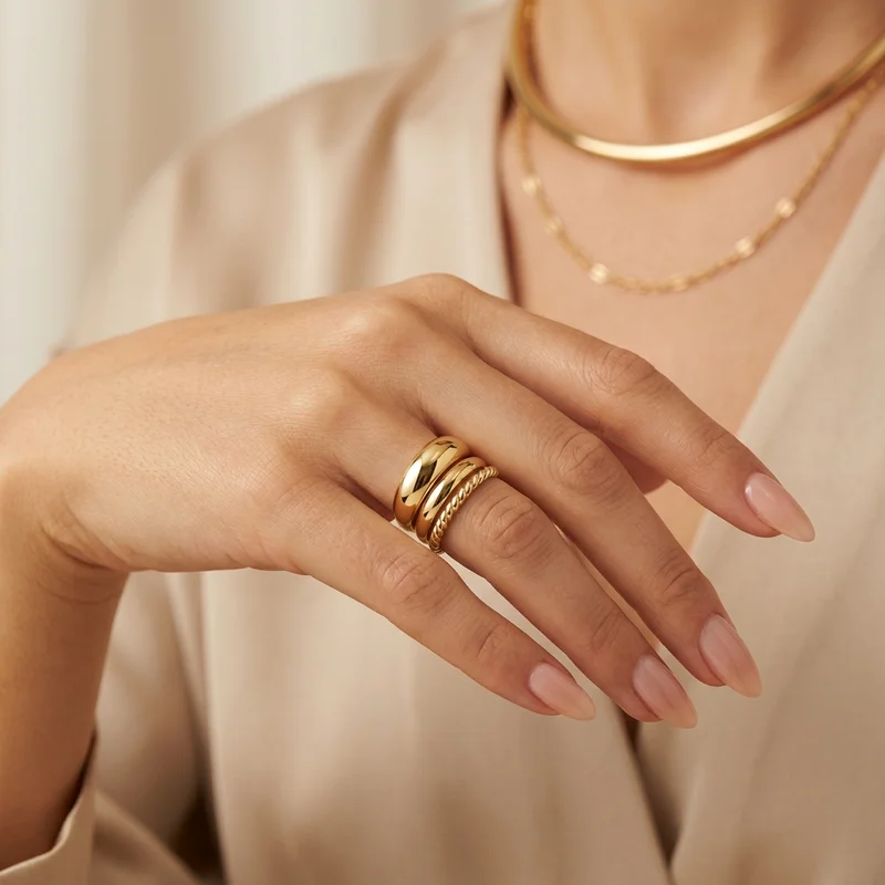 Elegant stacked gold rings