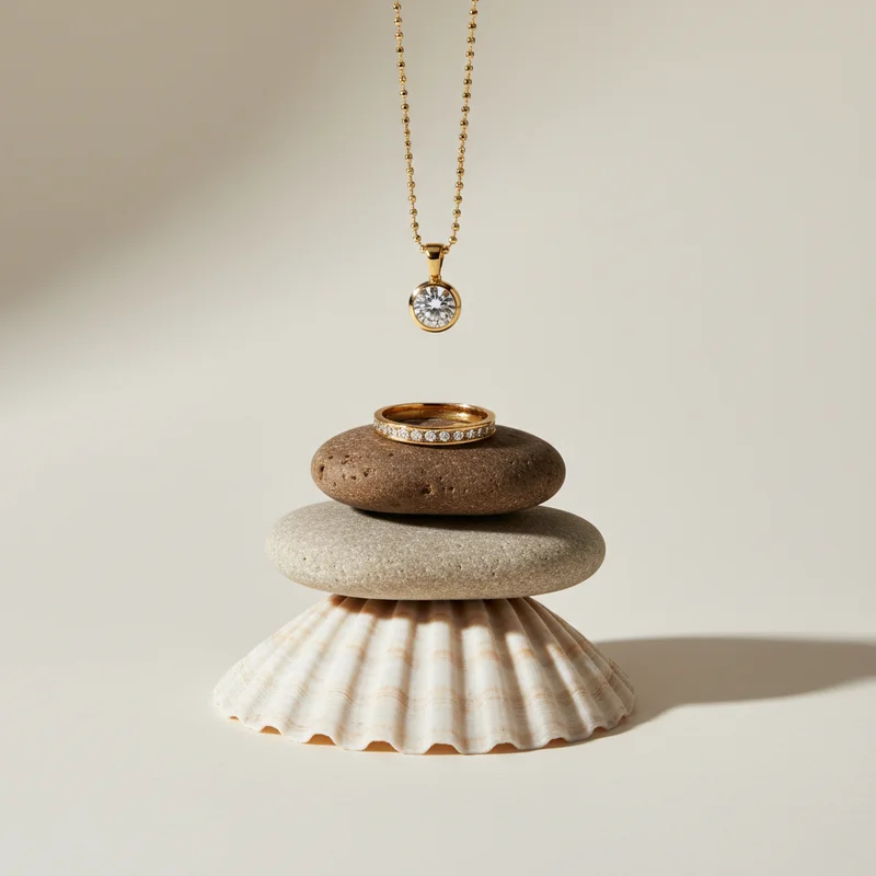 Serene pearl necklace display