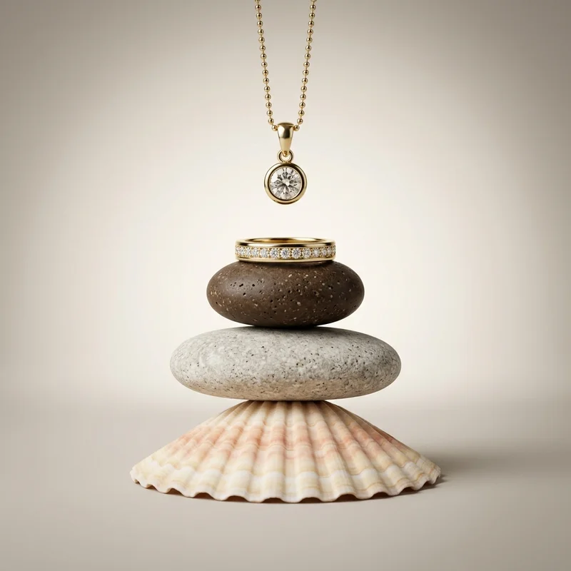Natural jewelry stack on stones