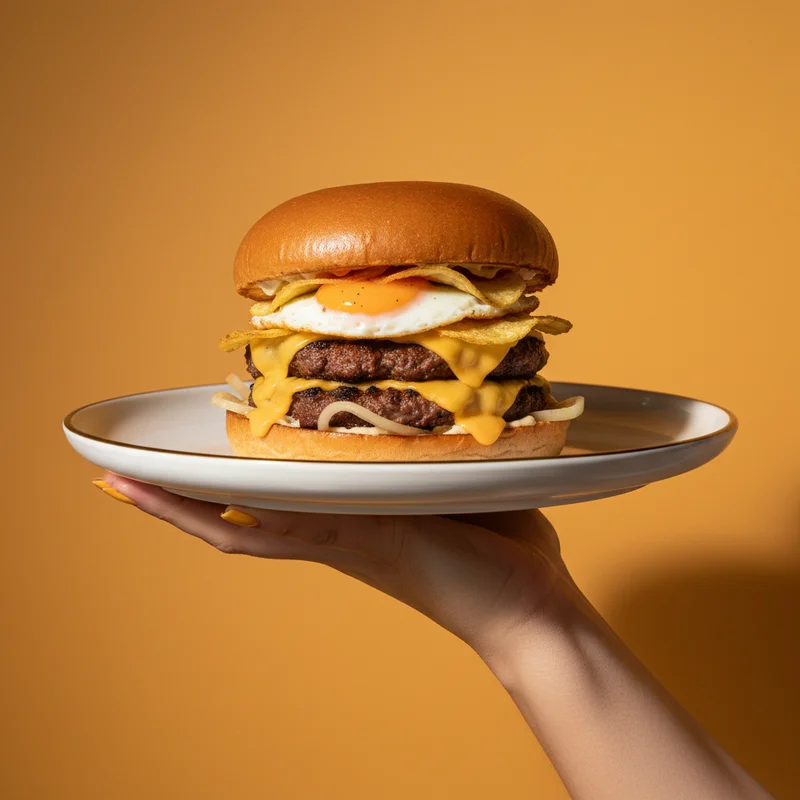 Gourmet burger presentation