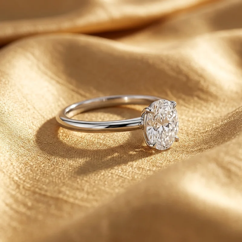 Luxury diamond ring on golden silk