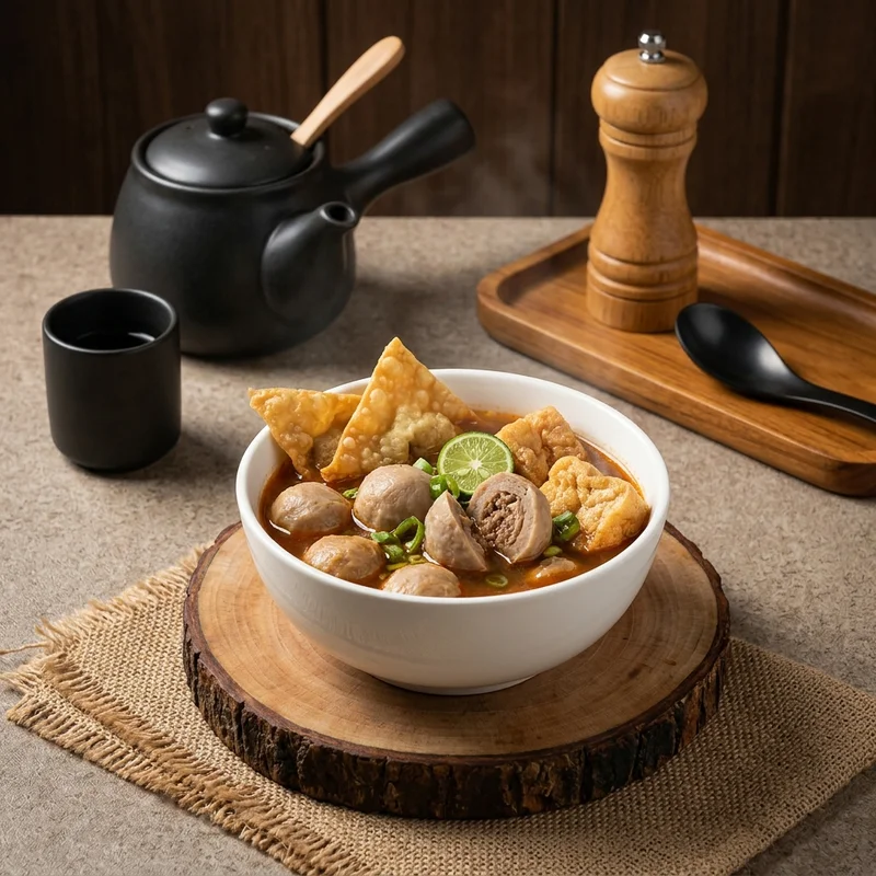 Rustic spicy meatball soup