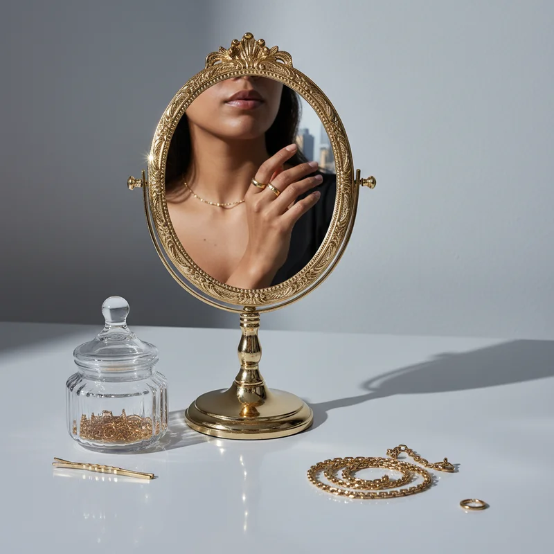 Elegant Mirror & Gold Jewelry