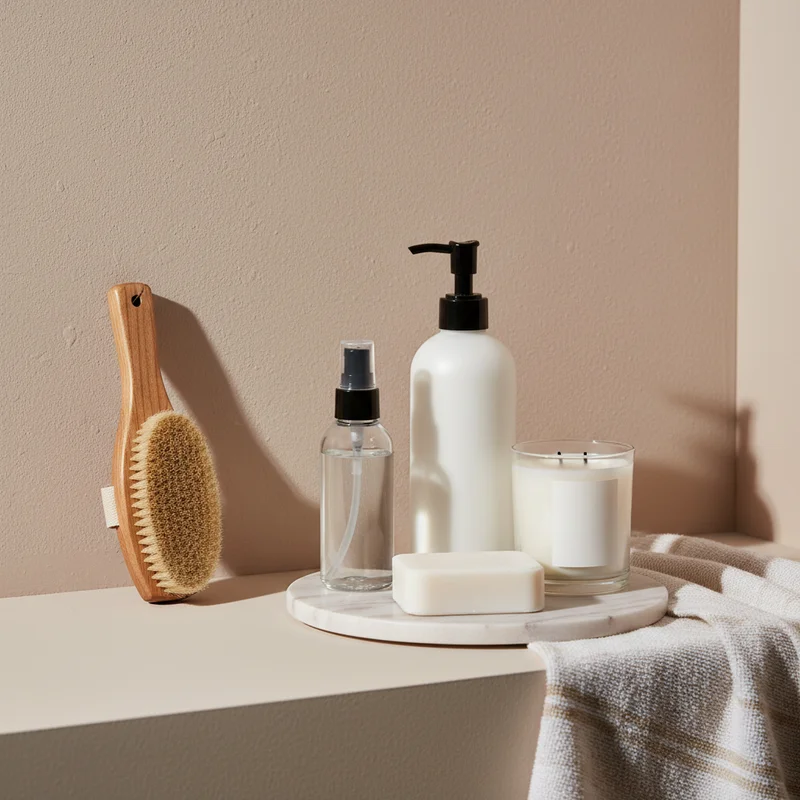 Natural bath products on marble
