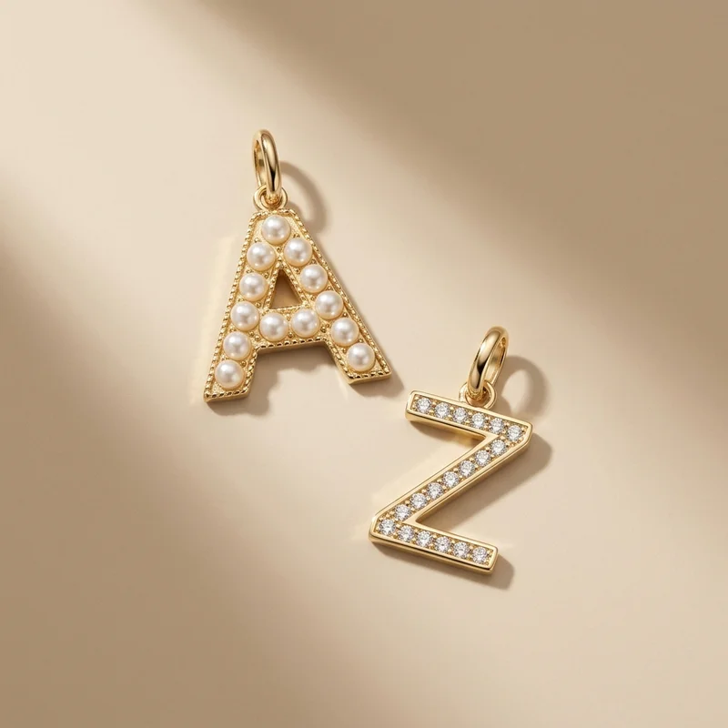 Initial pendants on beige